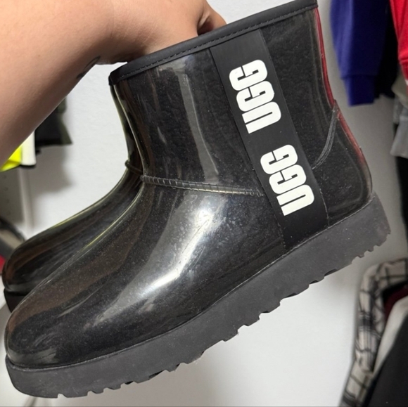UGG Shoes - UGG Clear Mini Boots 8 Black Womens Winter Rain Snow Waterproof Boot Sz 8 Adults